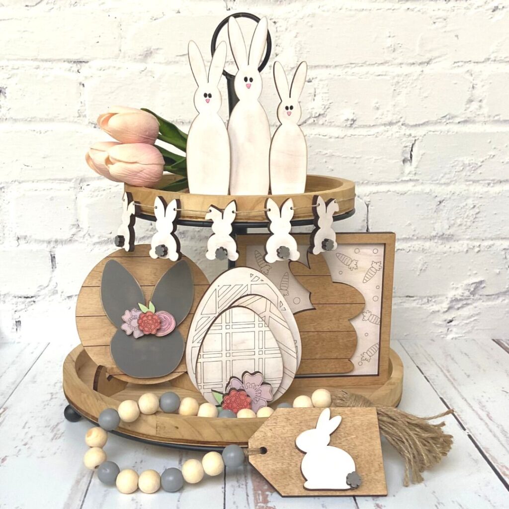 Farmhouse Style Easter Bunny Tiered Tray Crafting Kit
